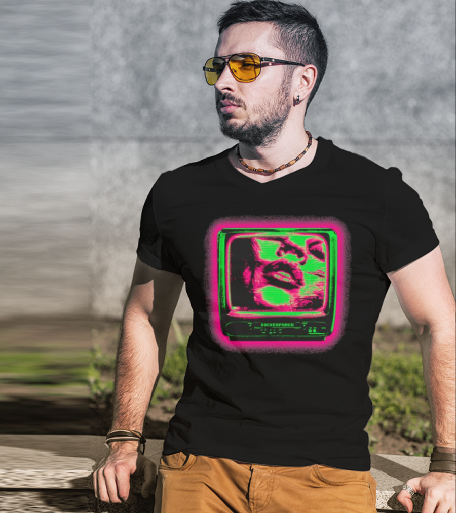 Suckerpunch TV Neon Lips Retro Screen T-Shirt