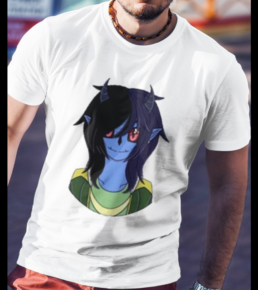 Zombicplayz's Anime-Style Blue Demon Character With Red Eyes And Horns T-Shirt