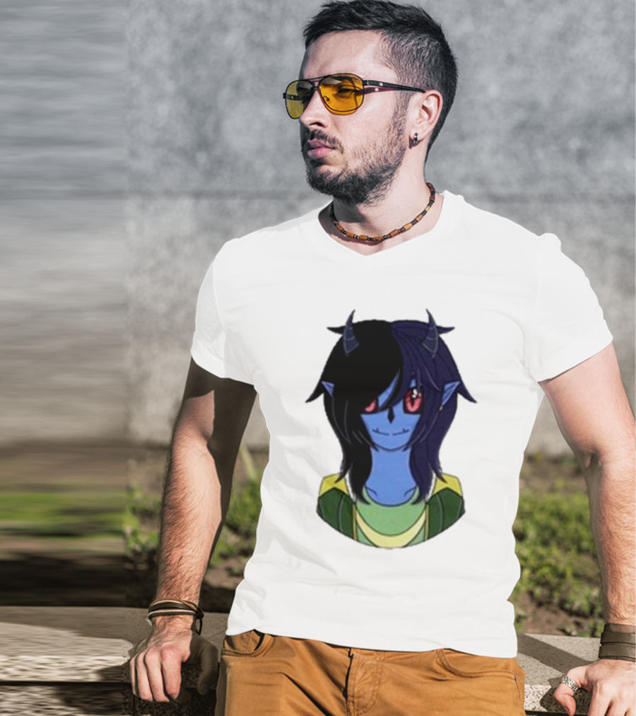 Zombicplayz's Anime-Style Blue Demon Character With Red Eyes And Horns T-Shirt