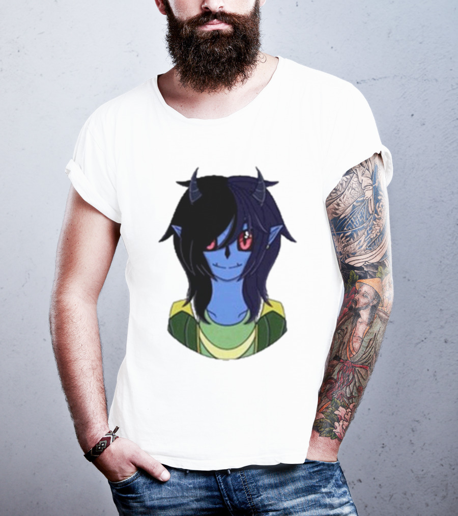 Zombicplayz's Anime-Style Blue Demon Character With Red Eyes And Horns T-Shirt
