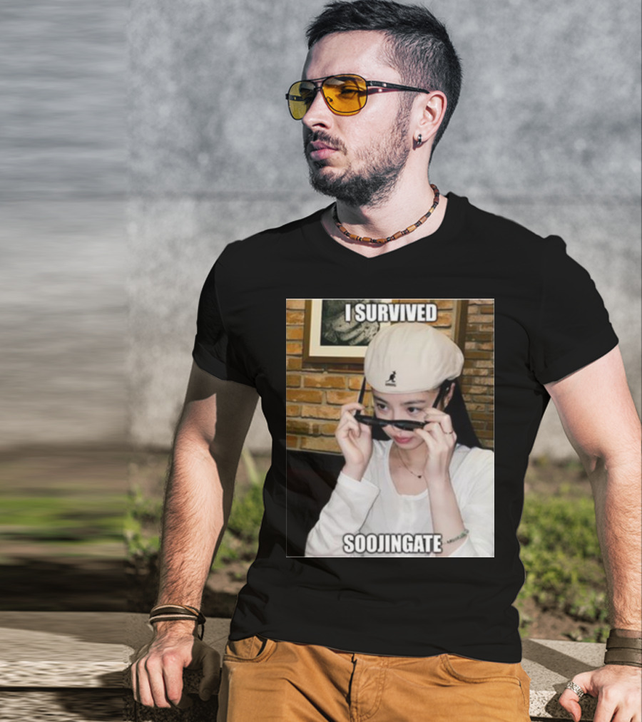 I Survived Soojingate Beret Sunglasses Meme T-Shirt