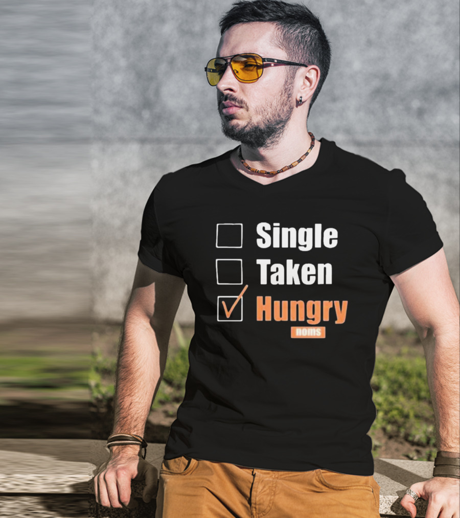 Single Taken Hungry Noms Check Box List T-Shirt