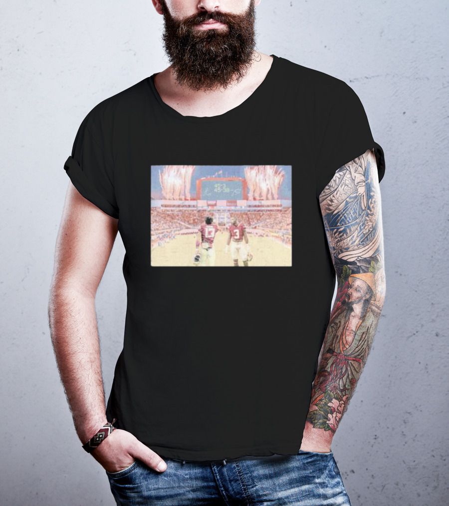 Trey Benson State Champs Collab 45-38 Football Victory Celebration WHT T-Shirt
