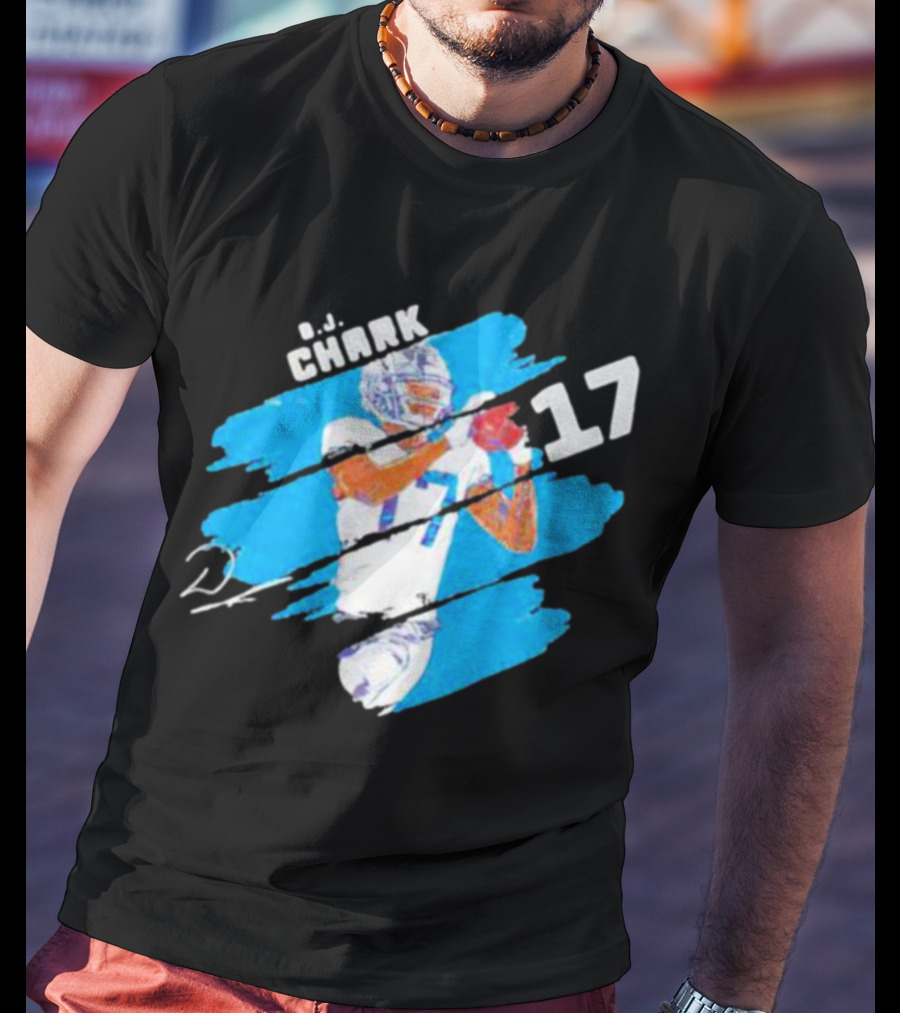 D.J. Chark Carolina Panthers Stripes 17 Signature T-Shirt