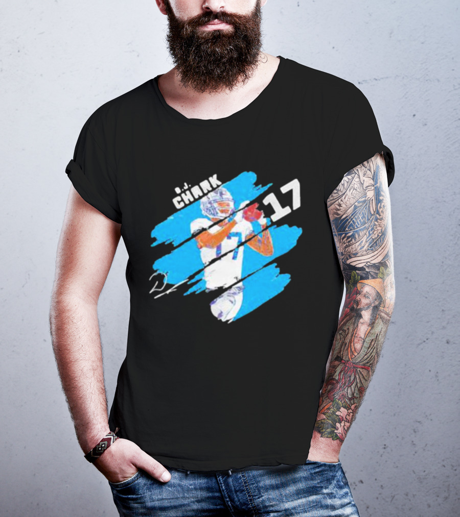 D.J. Chark Carolina Panthers Stripes 17 Signature T-Shirt