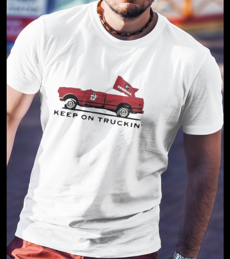 UGA All American Keep On Truckin' Georgia Bulldogs Red Truck Flag T-Shirt