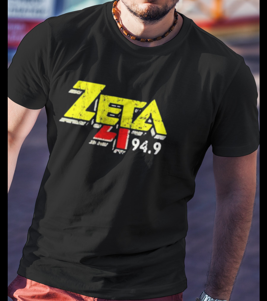 Zeta 41 Radio 94.9 Distressed Yellow T-Shirt