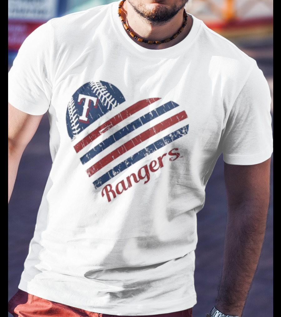 Texas Rangers Heart Design G-III 4Her By Carl Banks T-Shirt