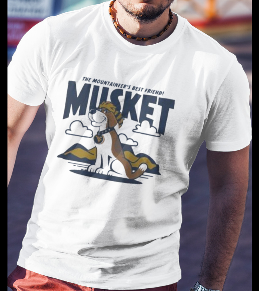 West Virginia Musket The Mountaineer’s Best Friend Golden Dog In Mountain Landscape T-Shirt