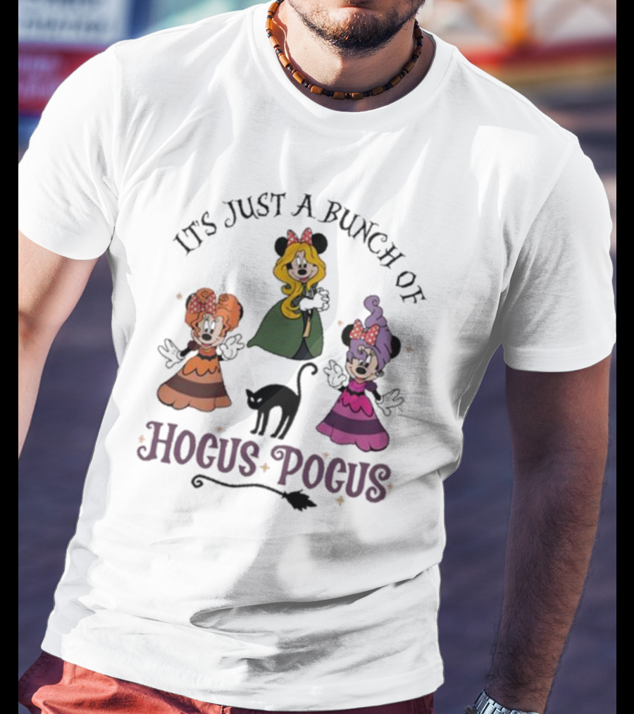 Disney Mickey It's Just A Bunch Of Hocus Pocus Halloween Black Cat Trio T-Shirt