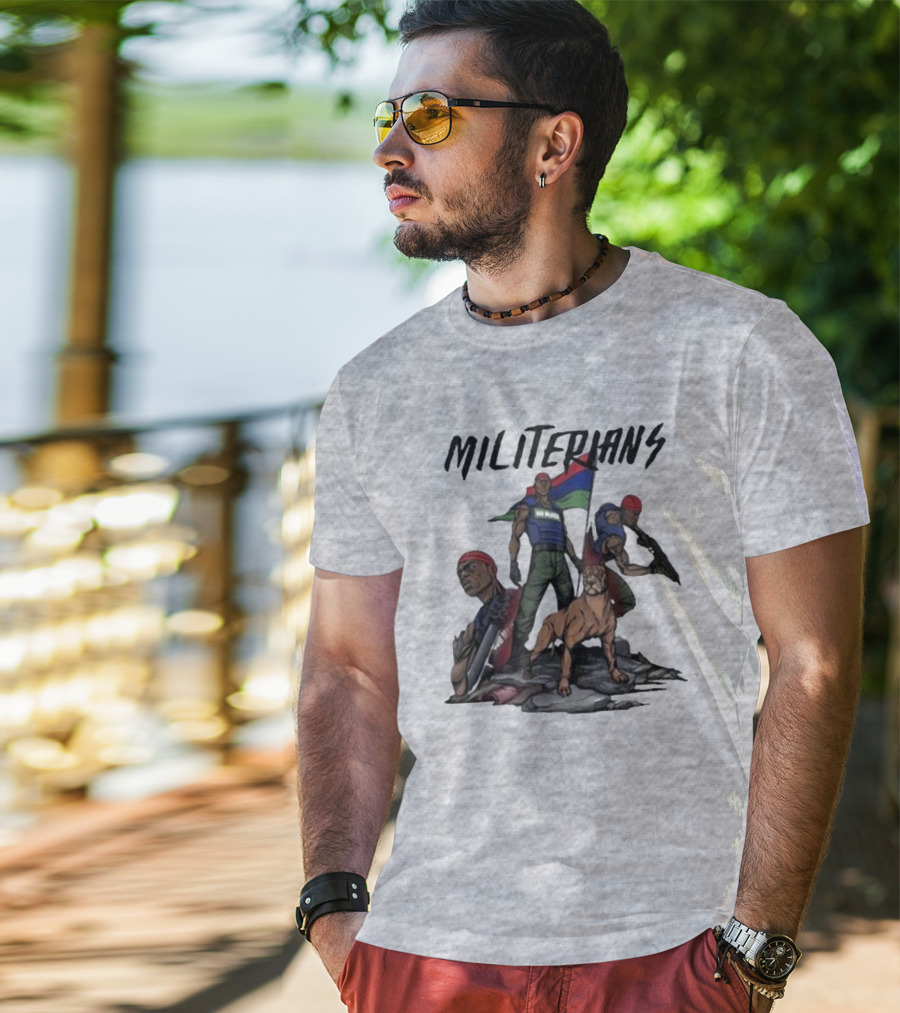 J Hus Merch Militerians Militant Style With Red Bandanas And Guard Dog T-Shirt