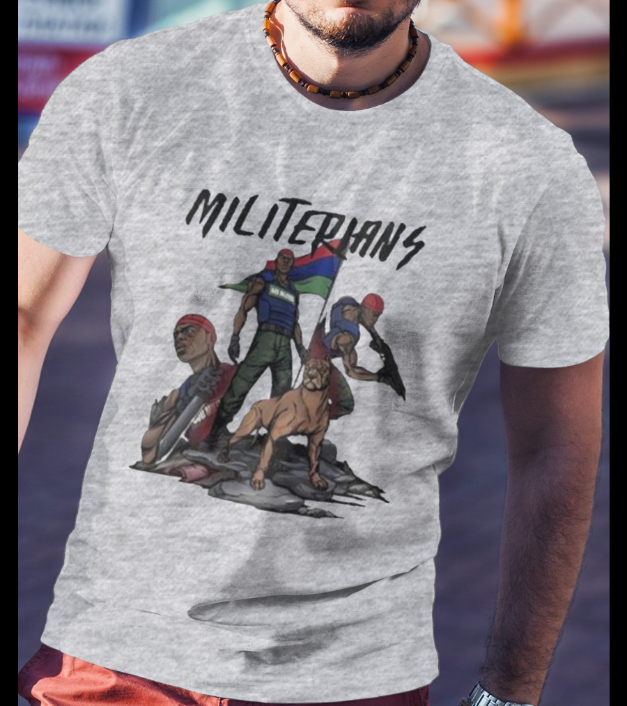 J Hus Merch Militerians Militant Style With Red Bandanas And Guard Dog T-Shirt