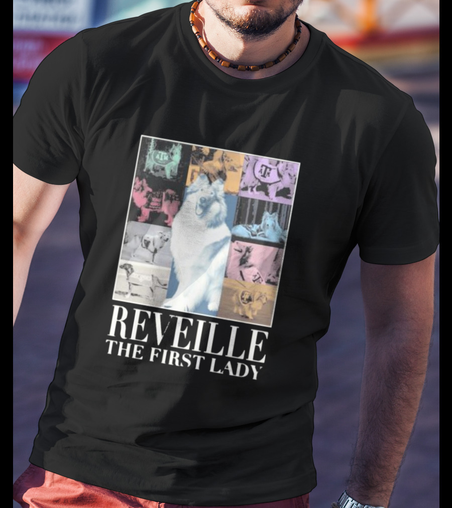 Reveille The First Lady Texas A&M Colorful Collage T-Shirt