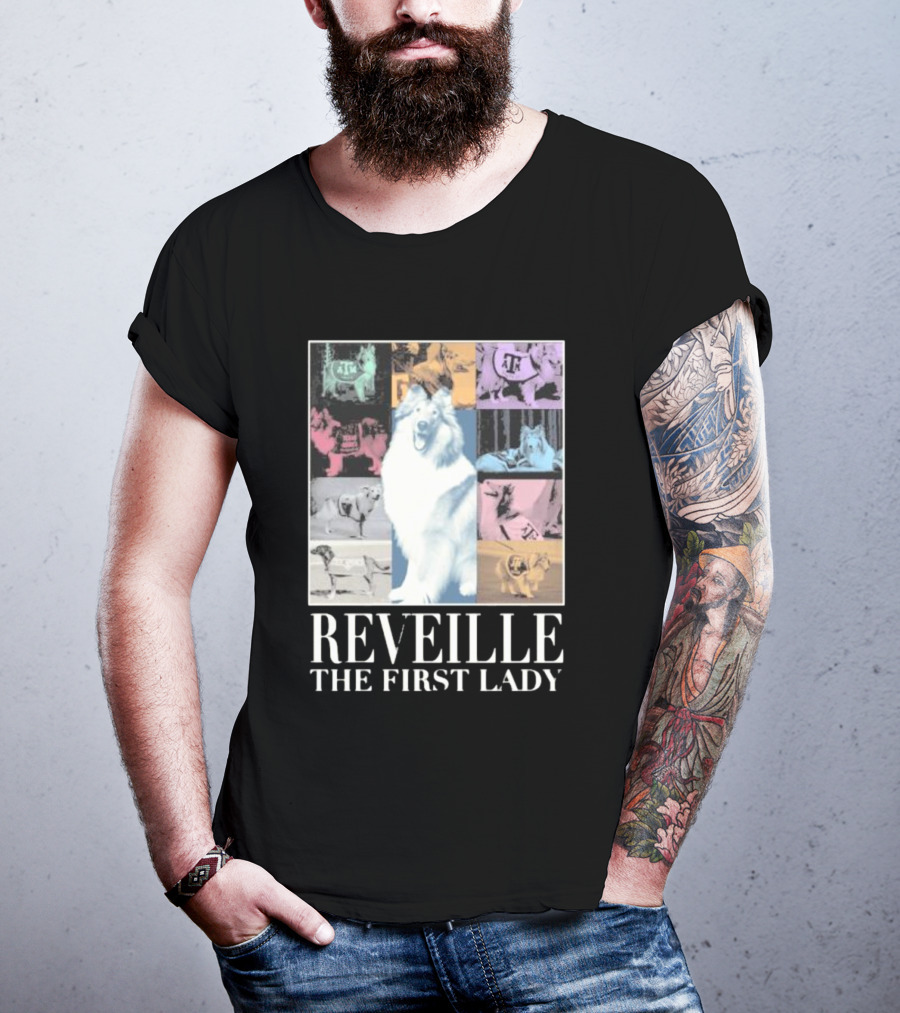 Reveille The First Lady Texas A&M Colorful Collage T-Shirt