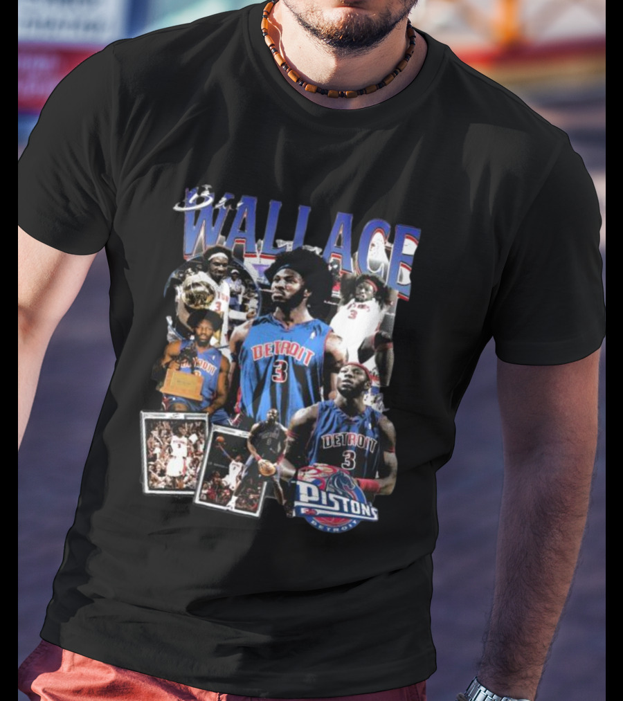 Ben Wallace Detroit Pistons Basketball Legends Collage T-Shirt