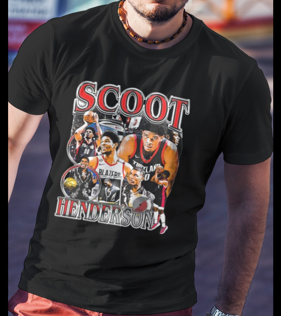 Scoot Henderson Portland Trail Blazers NBA Basketball Montage T-Shirt