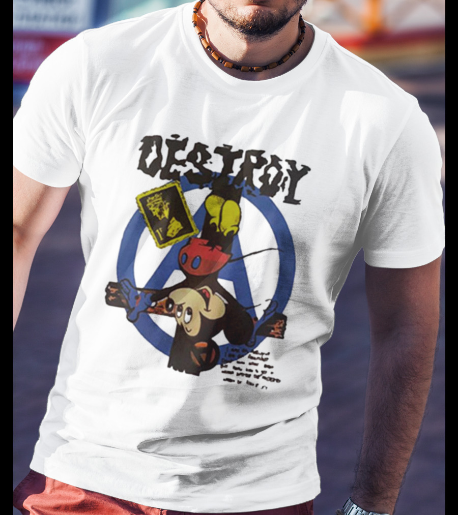 Destroy Crucified Mickey Mouse With Anarchy Symbol Seditionaries T-Shirt