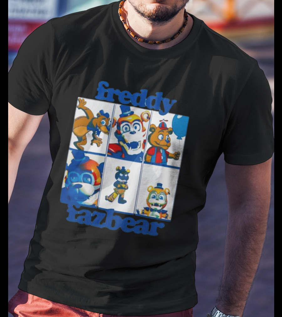 Freddy Fazbear Animated Comic Style Grid Boyfriend Fit Girls T-Shirt