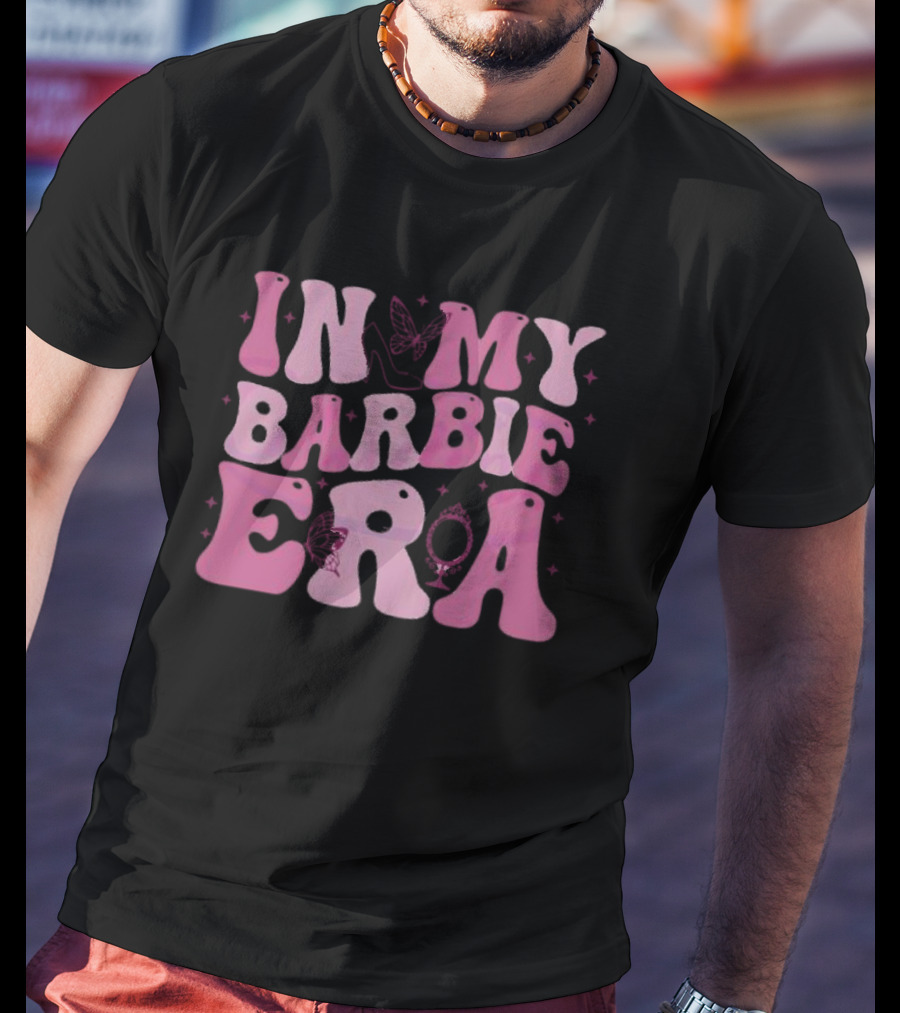 In My Barbie Era Butterfly Mirror Pink Letters T-Shirt