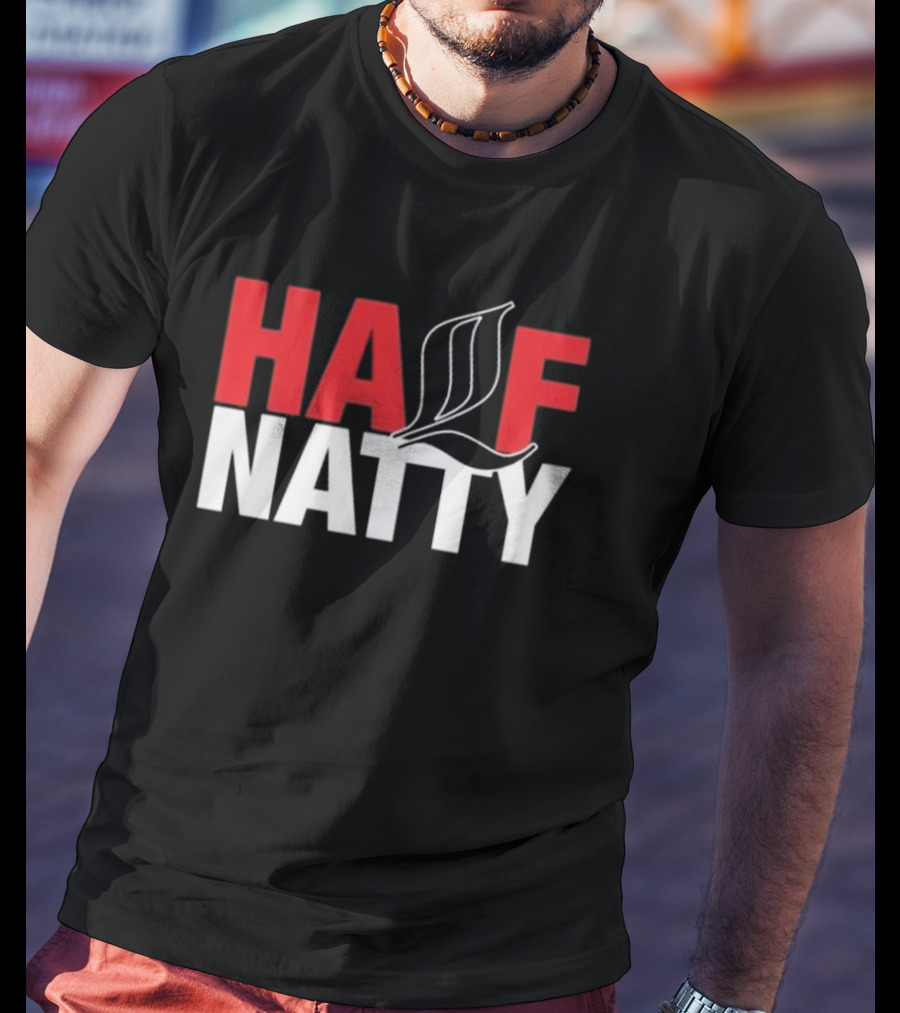 HALF NATTY Gym Bodybuilding Styled Leaf Motif T-Shirt