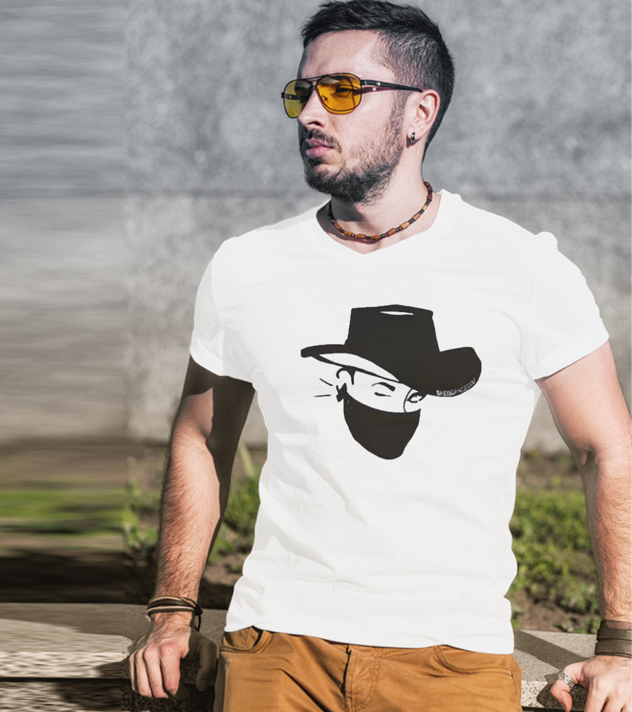 Sheisgracielou Cowboy Hat Mask Design Two Sided T-Shirt
