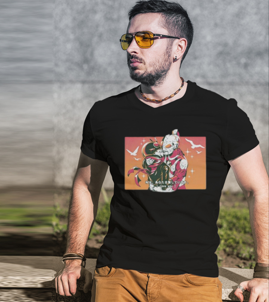 Tokusatsu I Love You Vintage Kamen Rider And Ultraman Romance Scene T-Shirt