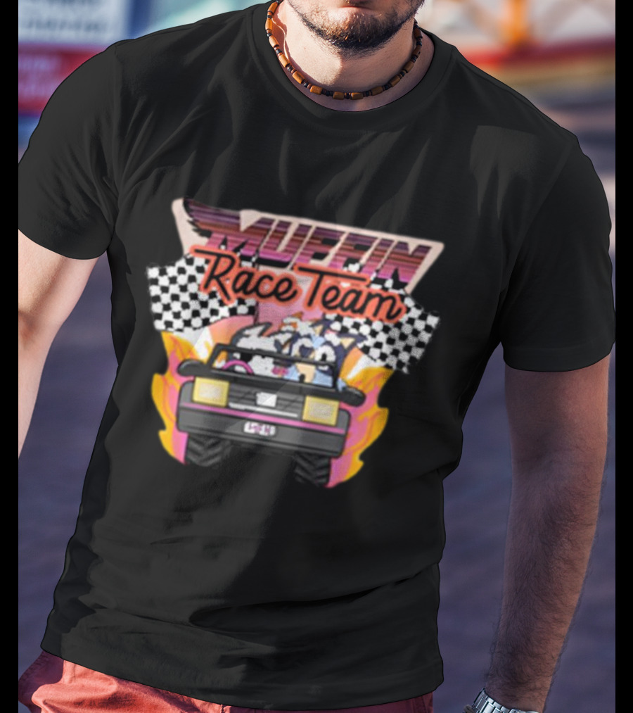 Muffin Race Team Checkered Flag Car Racing Adventure T-Shirt