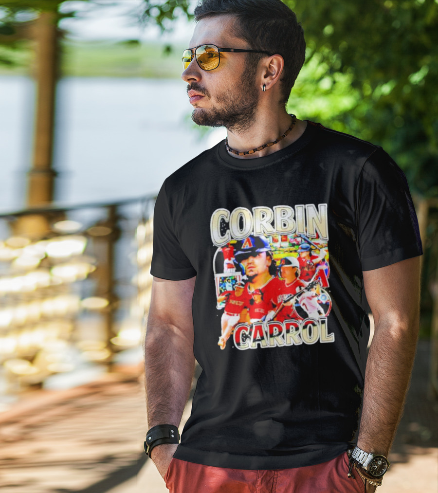 Corbin Carrol Baseball Vintage Player Action Collage T-Shirt