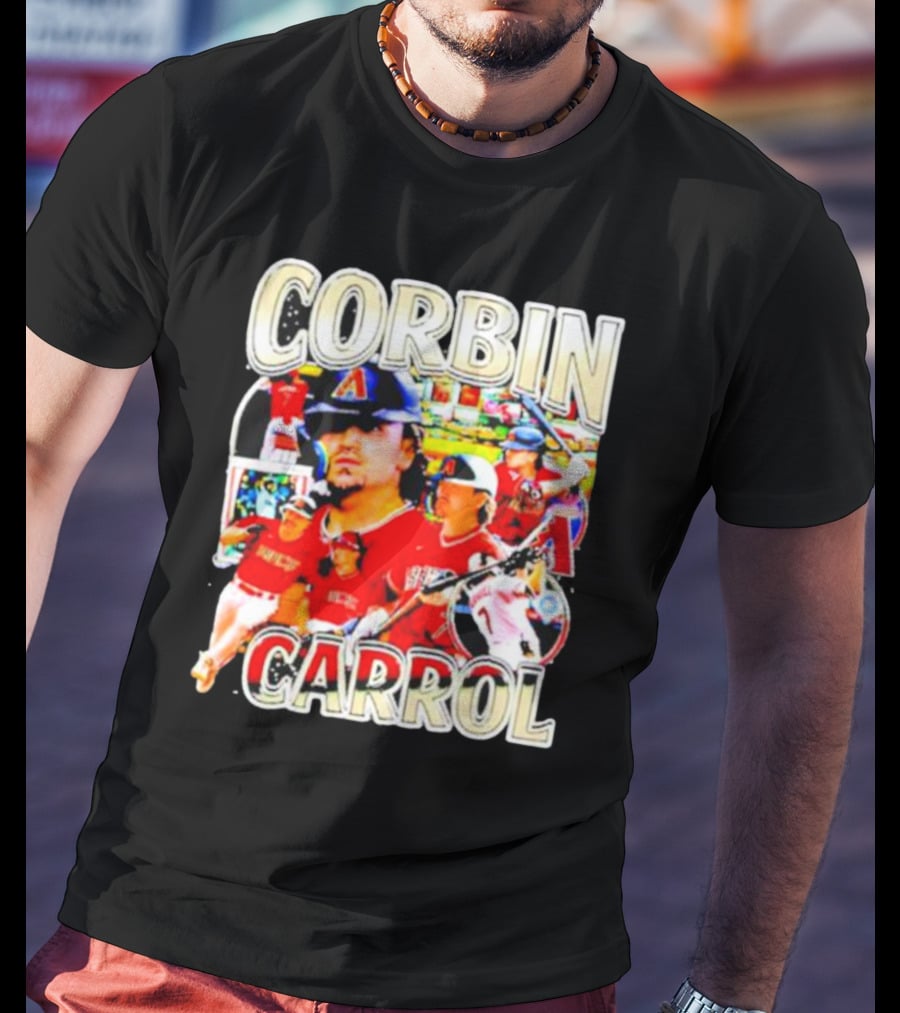 Corbin Carrol Baseball Vintage Player Action Collage T-Shirt