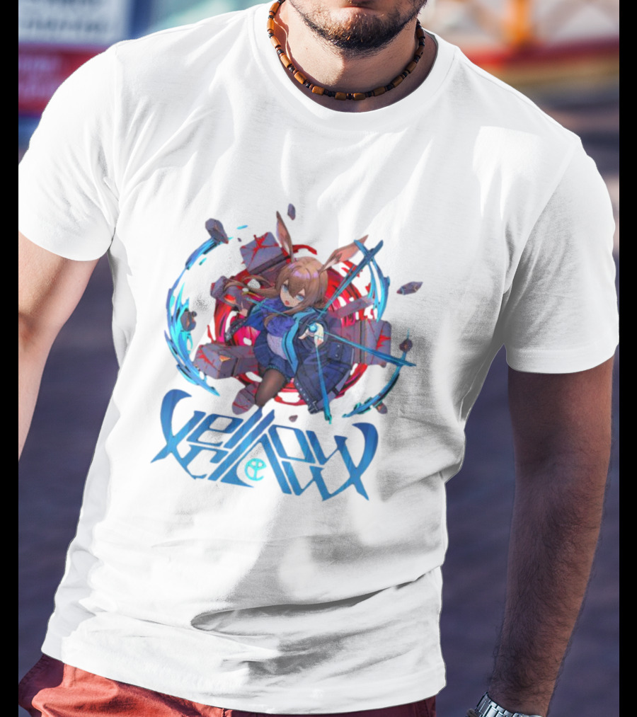Arknights Yellow Claw Character With Sword And Energy Circle T-Shirt