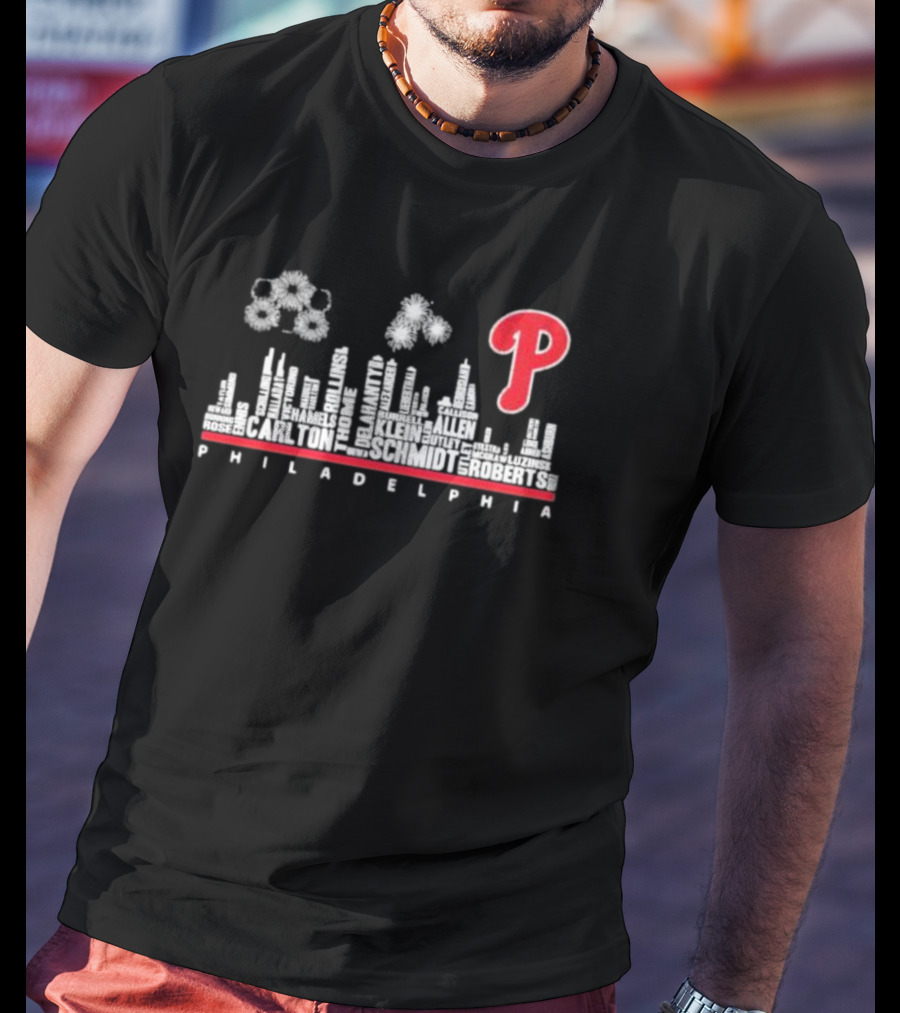 Philadelphia Skyline Phillies Players Legends Names Iconic T-Shirt