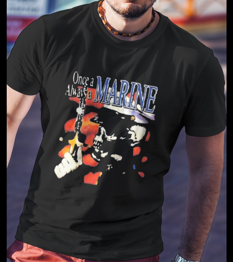 Once A Marine Always A Marine Skeleton With Rifle T-Shirt