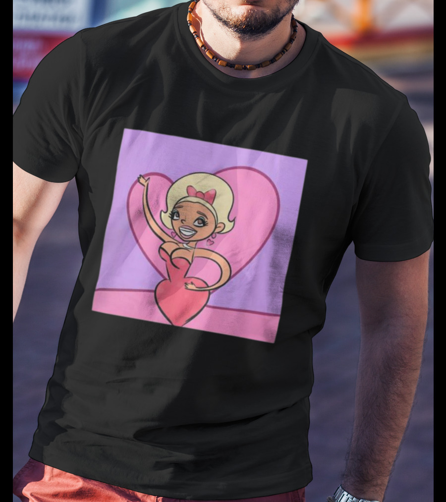 Jaymes Mansfield Cartoon Heart Outfit Pink Background T-Shirt