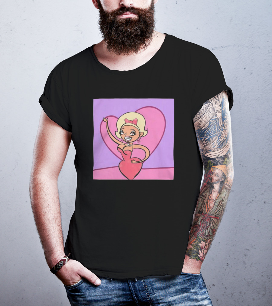 Jaymes Mansfield Cartoon Heart Outfit Pink Background T-Shirt