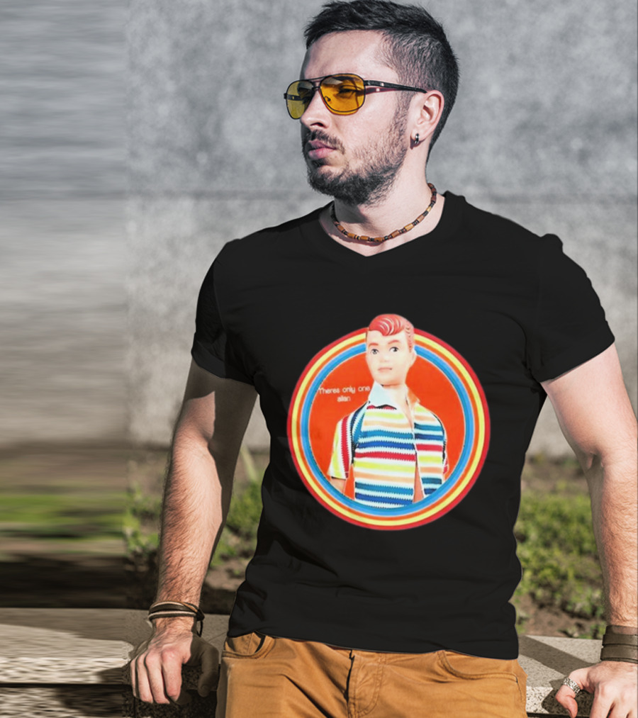 Sitcomabed Theres Only One Allan Retro Striped Doll T-Shirt