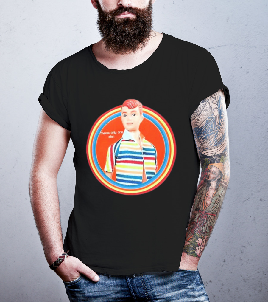Sitcomabed Theres Only One Allan Retro Striped Doll T-Shirt