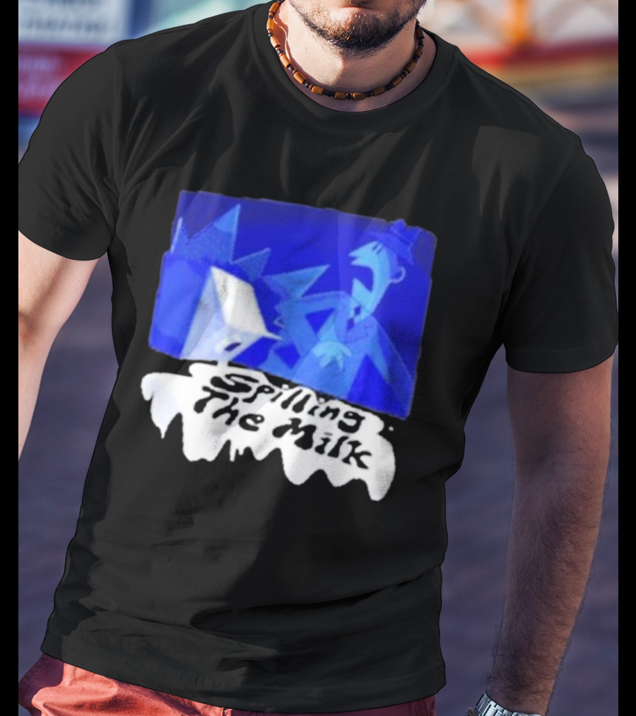 Spilling The Milk Blue Businessman Cartoon T-Shirt
