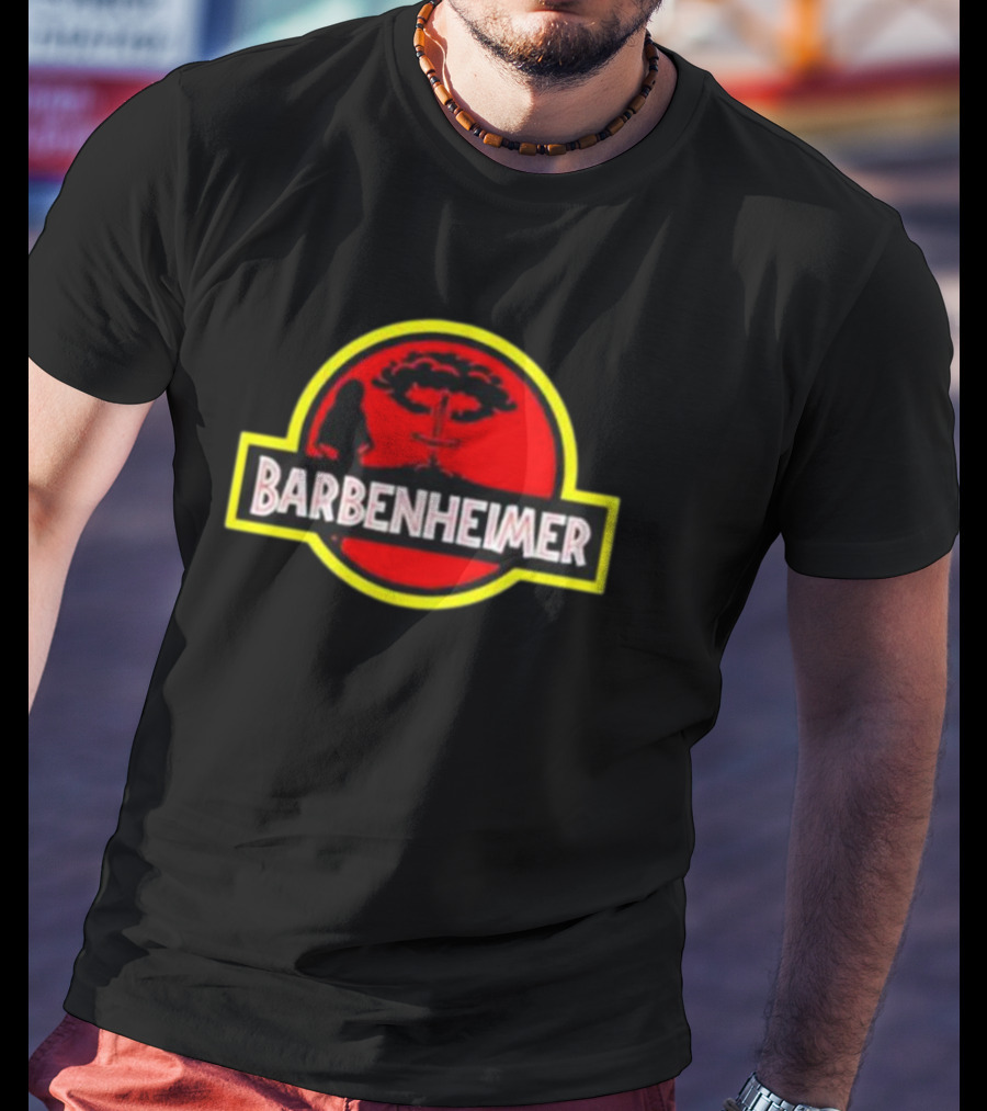 Barbenheimer Dinosaur Explosion Red T-Shirt