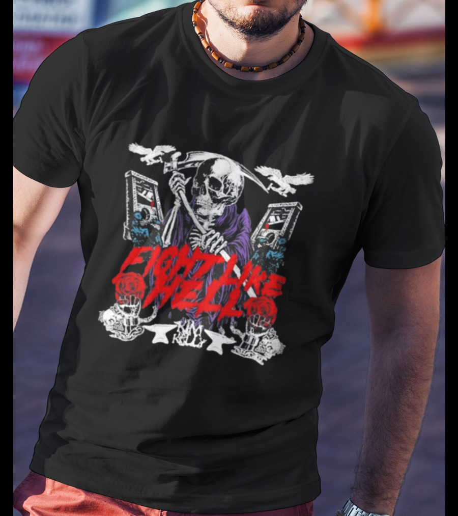 FIGHT LIKE HELL Skeleton Kim Kelly Anovelideaphl T-Shirt