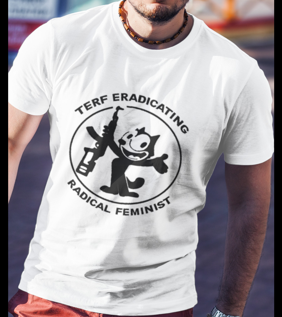 TERF Eradicating Radical Feminist Cat With Gun T-Shirt