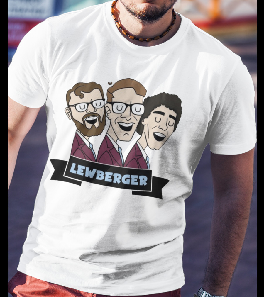 Lewberger Cartoon Trio Portrait With Glasses And Beards T-Shirt