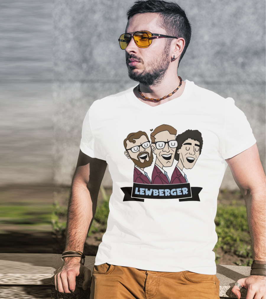 Lewberger Cartoon Trio Portrait With Glasses And Beards T-Shirt