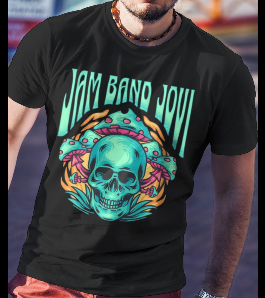 Jam Band Jovi Psychedelic Skull And Mushrooms T-Shirt