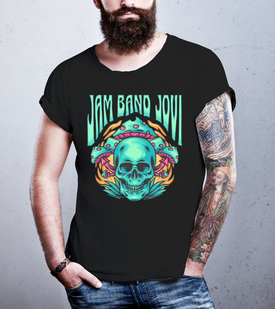 Jam Band Jovi Psychedelic Skull And Mushrooms T-Shirt