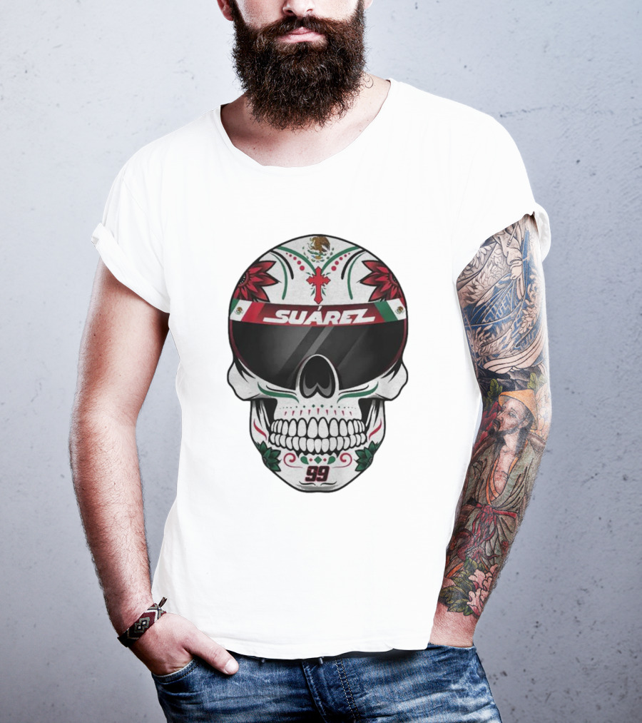 Suarez Racing Helmet Visor Skull With Number 99 T-Shirt