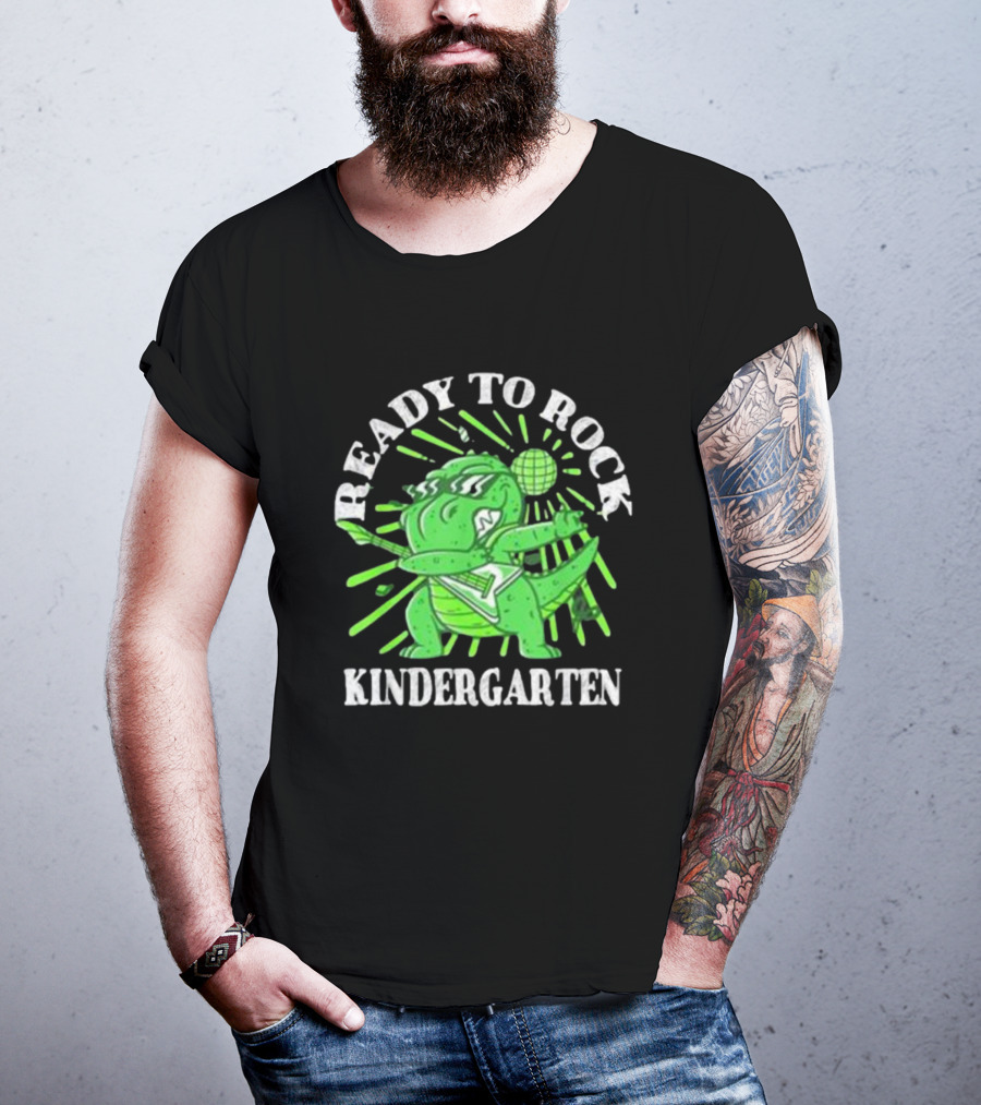 Ready To Rock Kindergarten Rex Guitar Disco Dinosaur T-Shirt