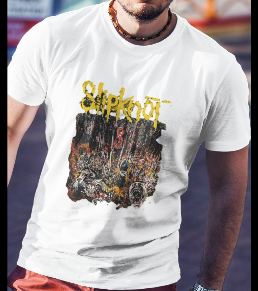 Slipknot Live At MSG Concert Art With Number 8 Grunge T-Shirt