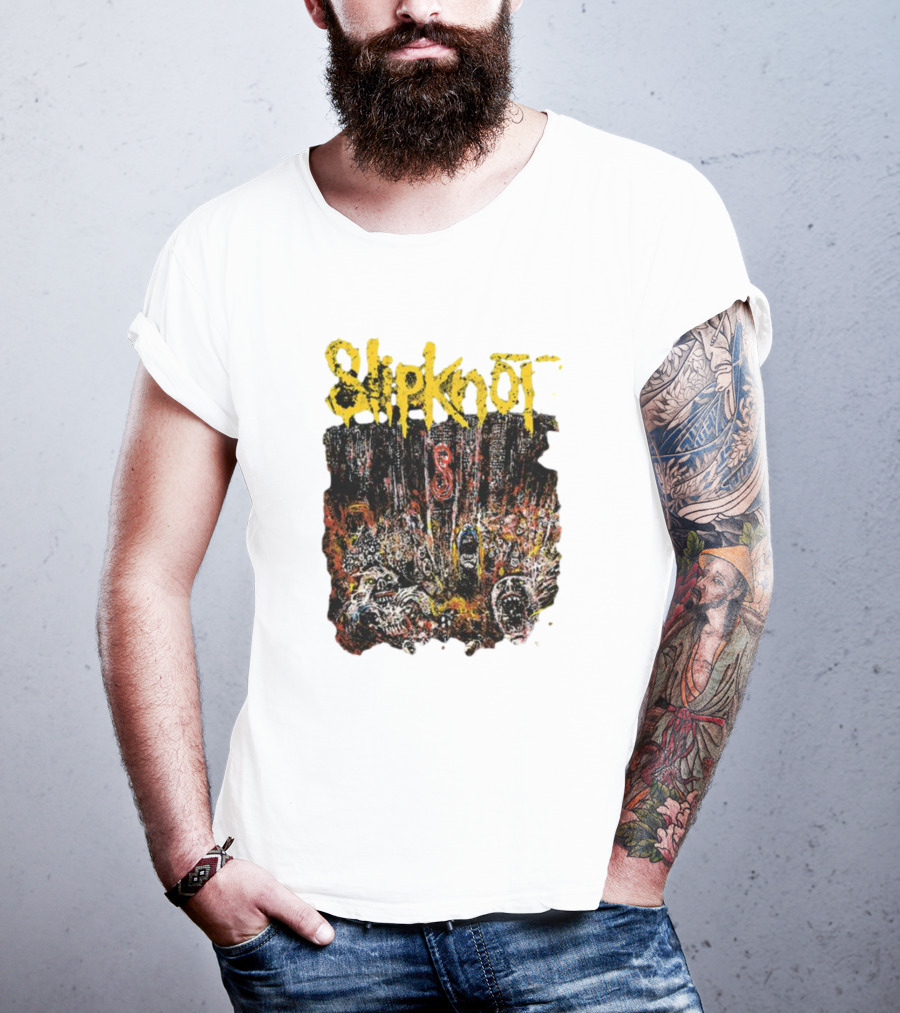 Slipknot Live At MSG Concert Art With Number 8 Grunge T-Shirt