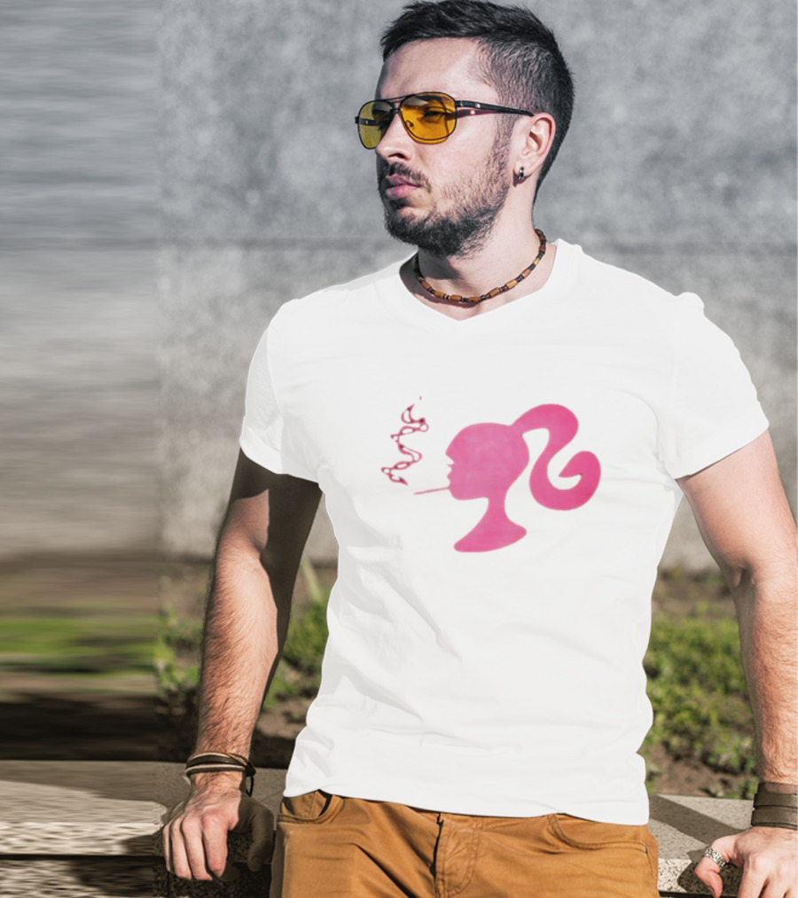 Smoking Pink Silhouette Barbie T-Shirt