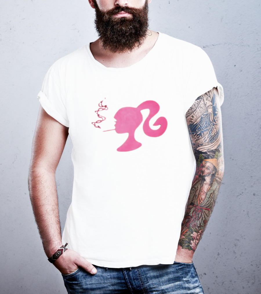 Smoking Pink Silhouette Barbie T-Shirt